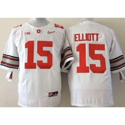 Buckeyes #15 Ezekiel Elliott White Stitched Youth NCAA Jersey