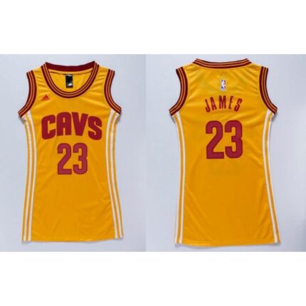 Cavaliers #23 LeBron James Gold Women's Dress Stitched NBA Jersey