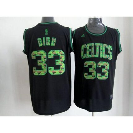 Celtics #33 Larry Bird Black Camo Fashion Embroidered NBA Jersey