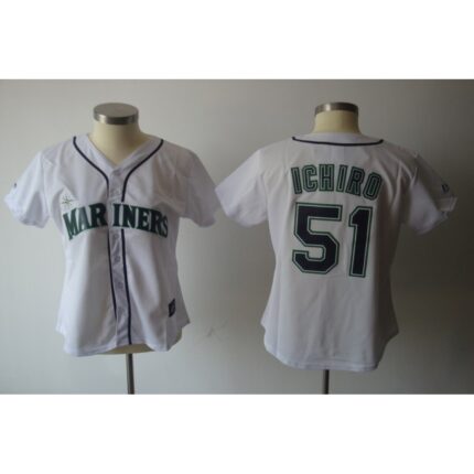 Mariners #51 ichiro Suzuki White Women's Fashion Stitched MLB Jersey