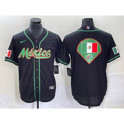 Men's Mexico Baseball 2023 Black World Baseball Classic Team Big Logo Stitched Jersey