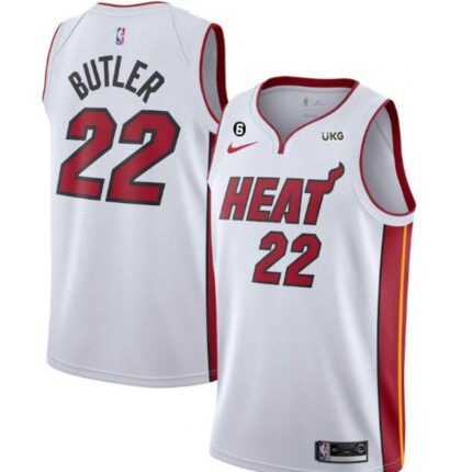 Men's Miami Heat #22 Jimmy Butler White With NO.6 Patch  Stitched Jersey