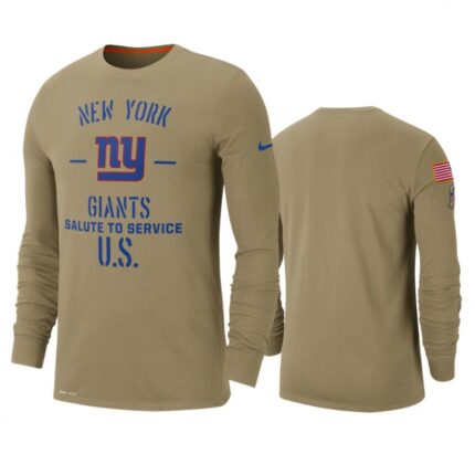 Men's New York Giants Tan 2019 Salute to Service Sideline Performance Long Sleeve Shirt