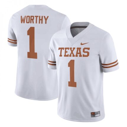 Men's Texas Longhorns #1 Xavier Worthy White Stitched Jersey