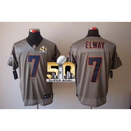 Nike Broncos #7 John Elway Grey Shadow Super Bowl 50 Men's Stitched NFL Elite Jersey