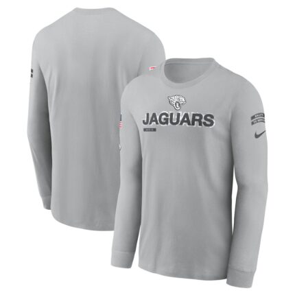 Men's Jacksonville Jaguars Nike Gray 2024 Salute To Service Long Sleeve T-Shirt