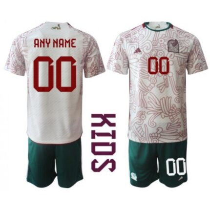 Youth Mexico Custom White Away Soccer Jersey Suit