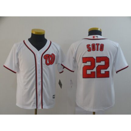 Youth Washington Nationals  #22 Juan Soto White Cool Base Stitched MLB Jersey